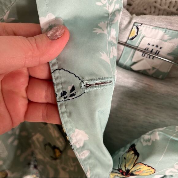 BABY GAP | Girl's Jacket Butterfly Print Raincoat With Hood Mint Green 24 Months - Picture 9 of 9